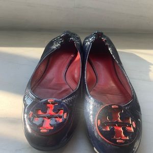 Tory Burch Navy Blue with Red Accent Flats